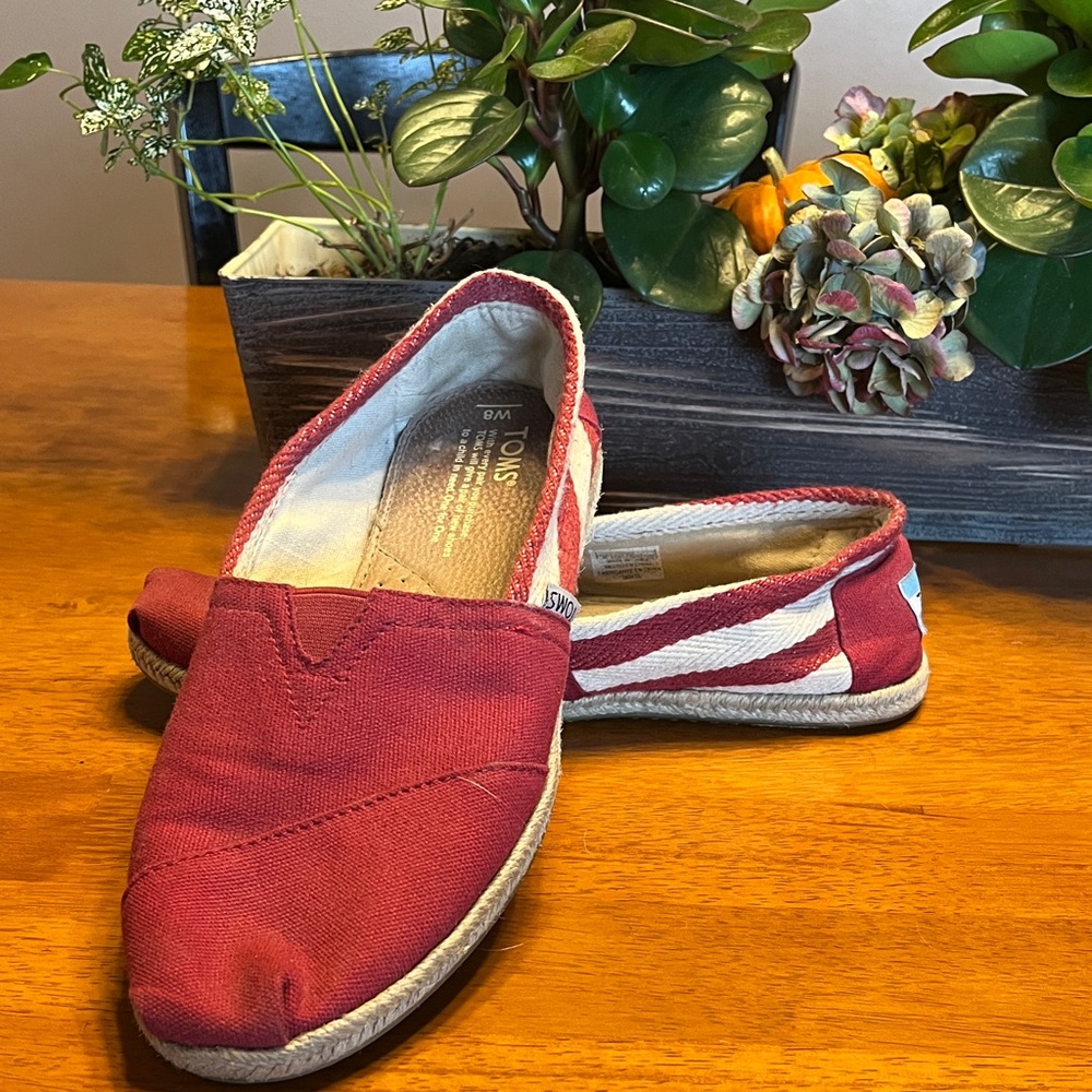 TOMS Red Canvas Espadrilles